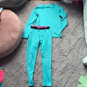 Blue Champion thermal underwear.